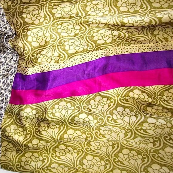 Ganesh Himalaya Womens Wrap Skirt One Size Adjustable Butter Yellow Silk Reverse - Picture 6 of 15